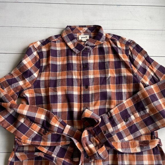 NEW Pact Organic Flannel Fireside Shirt Dress Buffalo Check Currant Size Medium - Picture 4 of 6